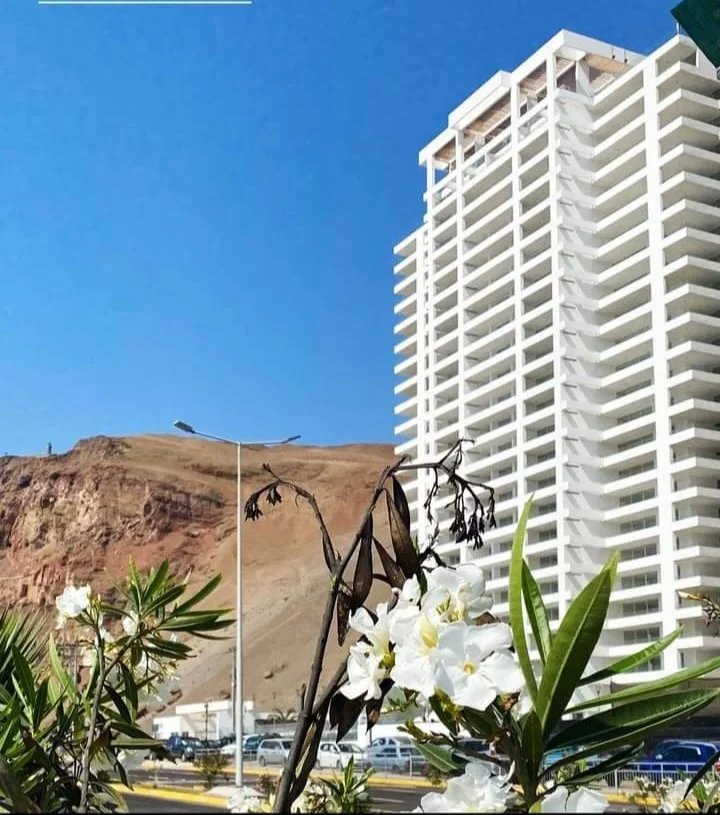 Precioso departamento casi nuevo, completamente amoblado con muebles de categoría, en Edificio Ayllu ciudad de Arica, en piso 13, torre 1.